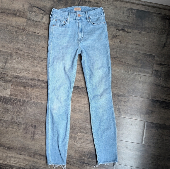 MOTHER The Looker Ankle Fray High Rise Skinny Jeans Hold My Hand 24 - Picture 2 of 10